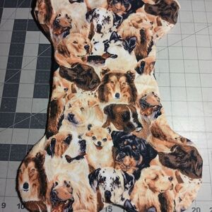 Dog Print Bone-Shaped Christmas Stocking